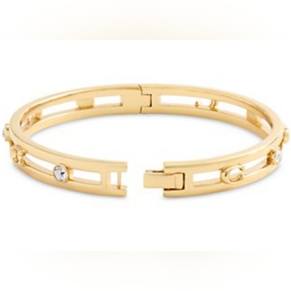 Coach Signature C Gold-Tone Open Bangle Bracelet - Picture 1 of 6